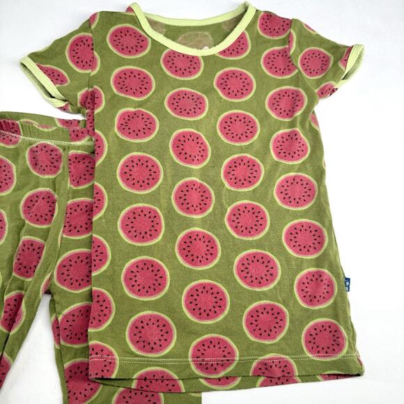 Kickee Kids Toddler Watermelon Short Sleeve Bamboo Knit 2-Piece PJ-2T - Picture 2 of 4